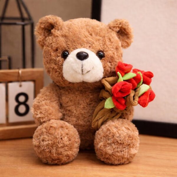 Cute Teddy Bear with Rose Bouquet